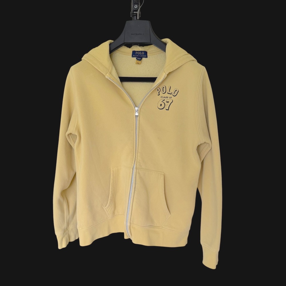 Polo Ralph Lauren Yellow Full Zip Hoodie Class of 67 Distressed XL 18-20